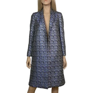 Dries Van Noten lame brocade purple printed coat