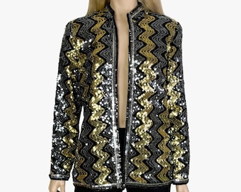 Ann Green vintage women full sequin sparkly party blazer, 1980s