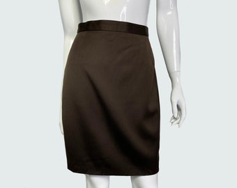 Vintage ESCADA brown wool skirt, vintage wool pencil classic skirt