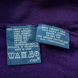 Polo Ralph Lauren vintage wool jumper, 90s Polo, collared purple merino wool sweater image 8