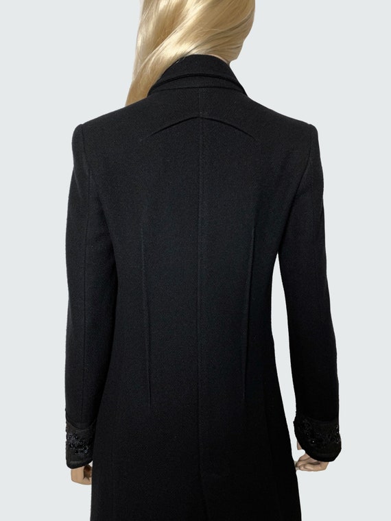 GALLIANO black wool fitted coat with rhinestones … - image 9