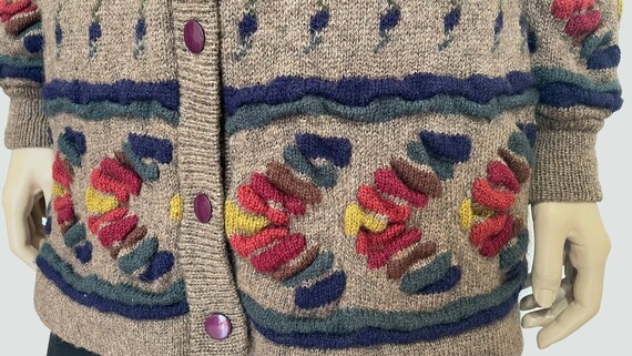 Vintage Tulchan woman embroidered brown cardigan,… - image 5