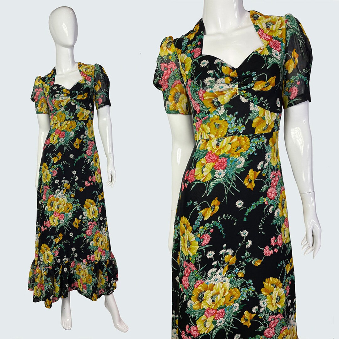Vintage Floral Maxi Dress 1970s, Boho Dress, 70s Dress, Hippie Dress ...