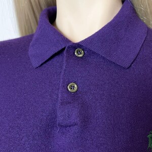 Polo Ralph Lauren vintage wool jumper, 90s Polo, collared purple merino wool sweater image 3