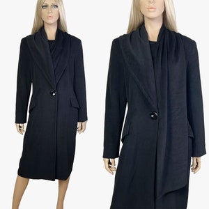 HANAE MORI super rare vintage wool cashmere black coat, 1970&#39;s