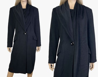 HANAE MORI super rare vintage wool cashmere black coat, 1970's