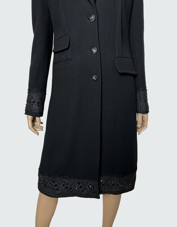 GALLIANO black wool fitted coat with rhinestones … - image 5