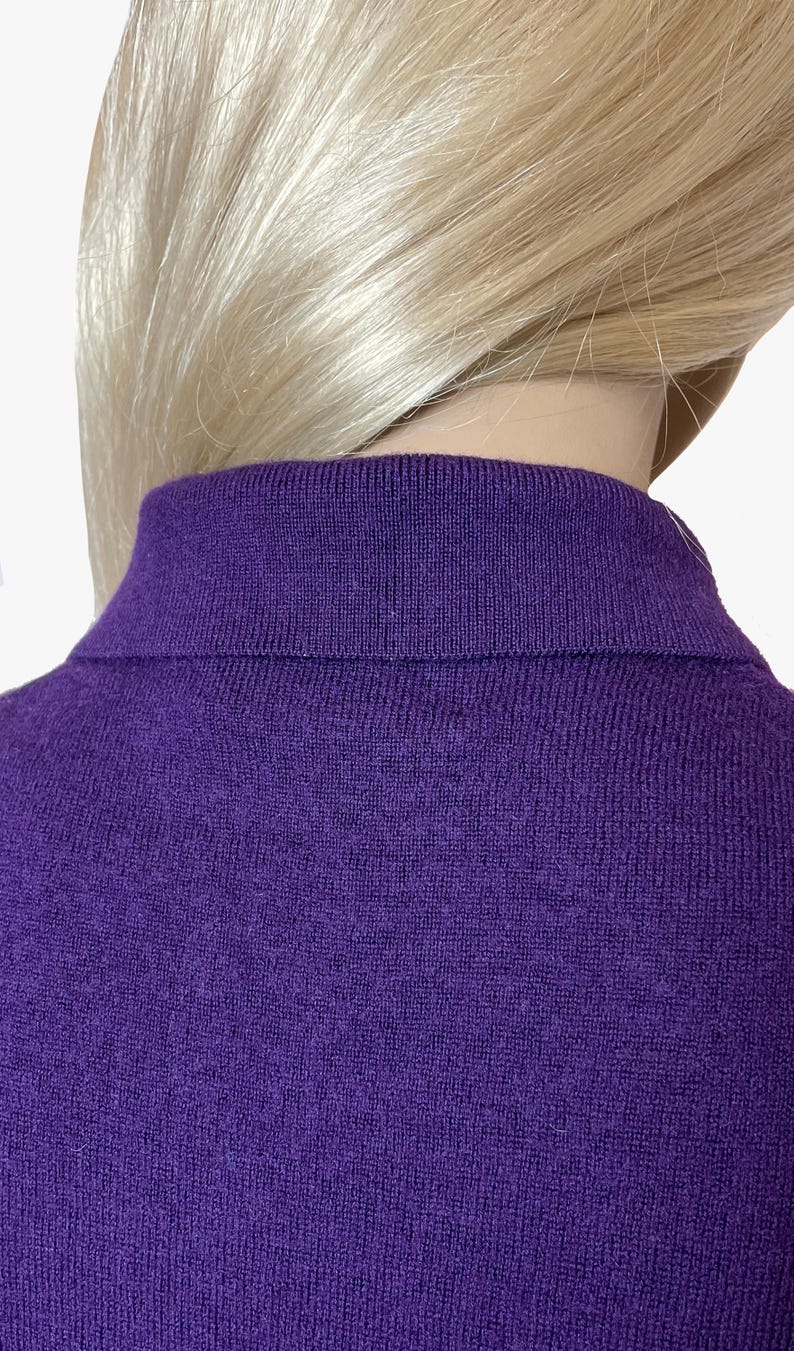 Polo Ralph Lauren vintage wool jumper, 90s Polo, collared purple merino wool sweater image 6