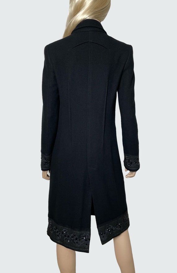 GALLIANO black wool fitted coat with rhinestones … - image 8