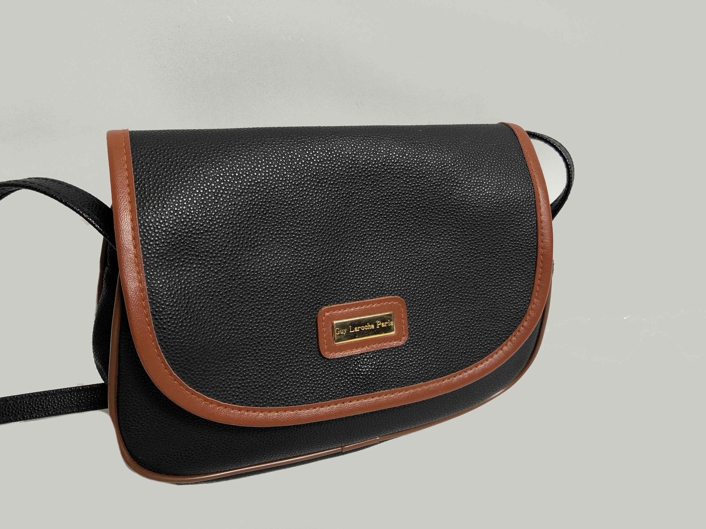 Guy Laroche Vintage Crossbody Black Bag Etsy Canada