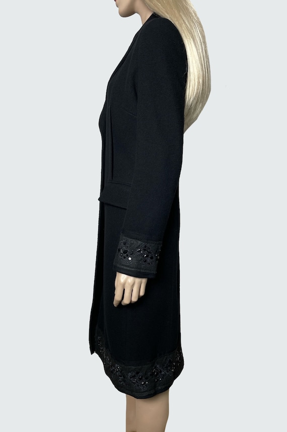 GALLIANO black wool fitted coat with rhinestones … - image 7