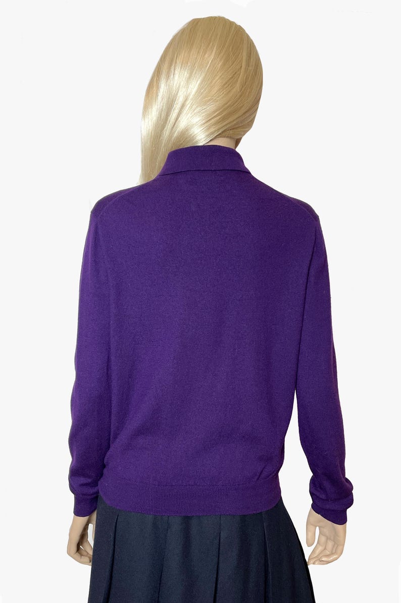 Polo Ralph Lauren vintage wool jumper, 90s Polo, collared purple merino wool sweater image 5
