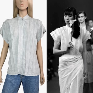 Kenzo SS 1983 collection grey linen vintage blouse