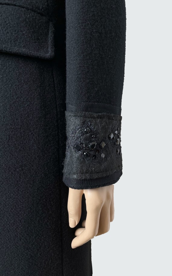 GALLIANO black wool fitted coat with rhinestones … - image 6