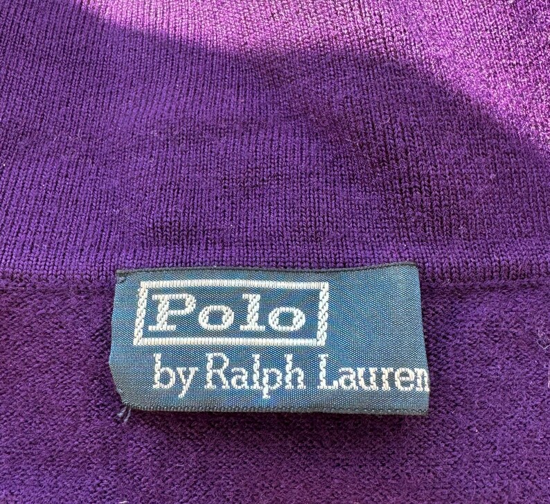 Polo Ralph Lauren vintage wool jumper, 90s Polo, collared purple merino wool sweater image 7