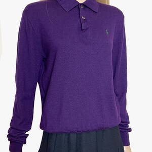 Polo Ralph Lauren vintage wool jumper, 90s Polo, collared purple merino wool sweater image 4