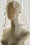 Lace Edge Bridal Veil, Mantilla Lace Wedding Veil, Rose Lace Veil, Soft Delicate Lace Veil, Wedding Veil with Comb, Scalloped Edge Veil