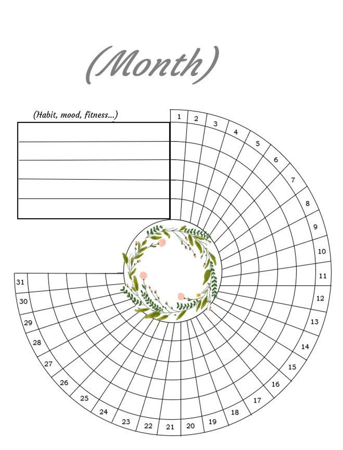Printable Monthly Tracker Etsy