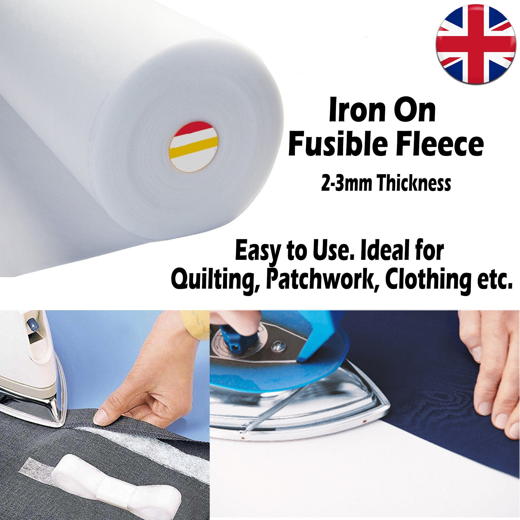 Iron on Fusible Fleece Heat & Bond Easy to Use Wadding Batting Fabric