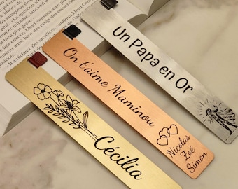 Segnalibro in metallo personalizzato, segnalibro personalizzabile, regalo ideale per Natale, mamma, papà, nonna, insegnante
