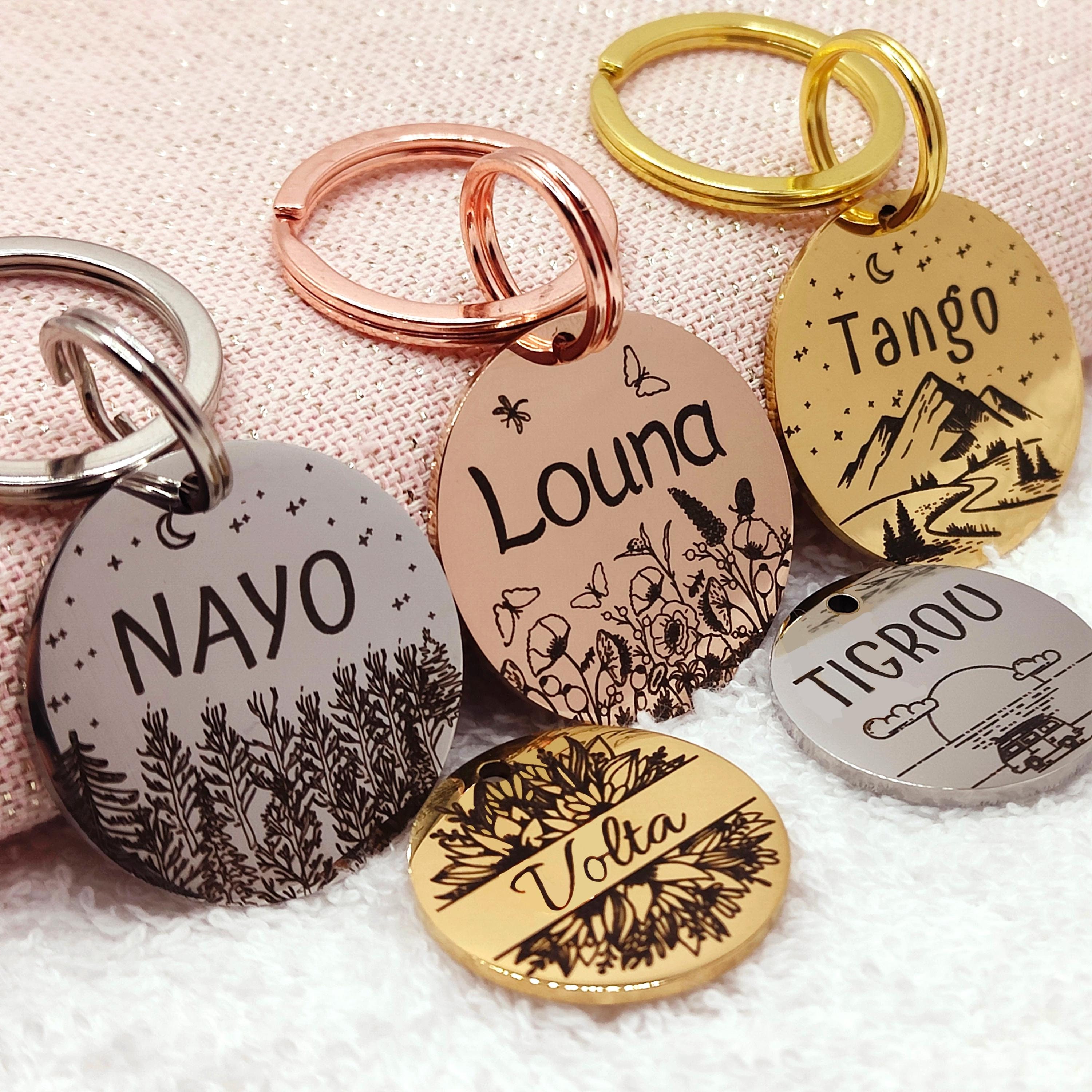 Personalierte Hundemarke Mit Gravur - Edelstahl Hunde ID Marke In Knochenform (Gold, 40x21mm)