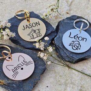 Medalla identificativa para perro y gato, con número de teléfono. Medalla de acero inoxidable. Medallón personalizado con grabado.