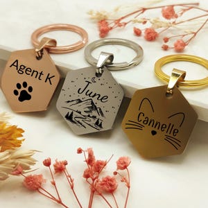 Personalized Dog Tag / Pet ID Tag – Custom Engraved for Dog or Cat – Phone Number, Address, Icon – Round Stainless Steel Tag