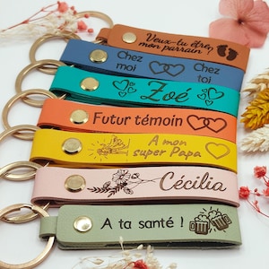 Porte-clés personnalisé en cuir gravé – Idée cadeau originale pour homme ou femme