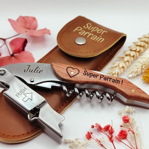 Personalisierter, gravierter Flaschenöffner aus Holz – Originelles Geschenk für den Taufpaten oder Trauzeugen