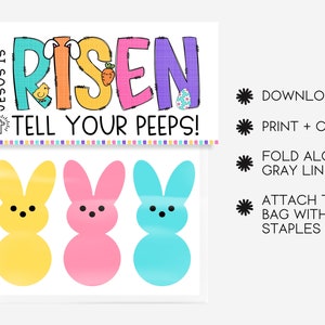 Jesus is Risen Tell Your Peeps Bag Topper, Easter Treat Tag, He is ...
