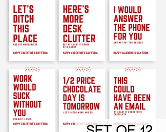 Coworker Funny Workplace Valentine Cards, Instant Download