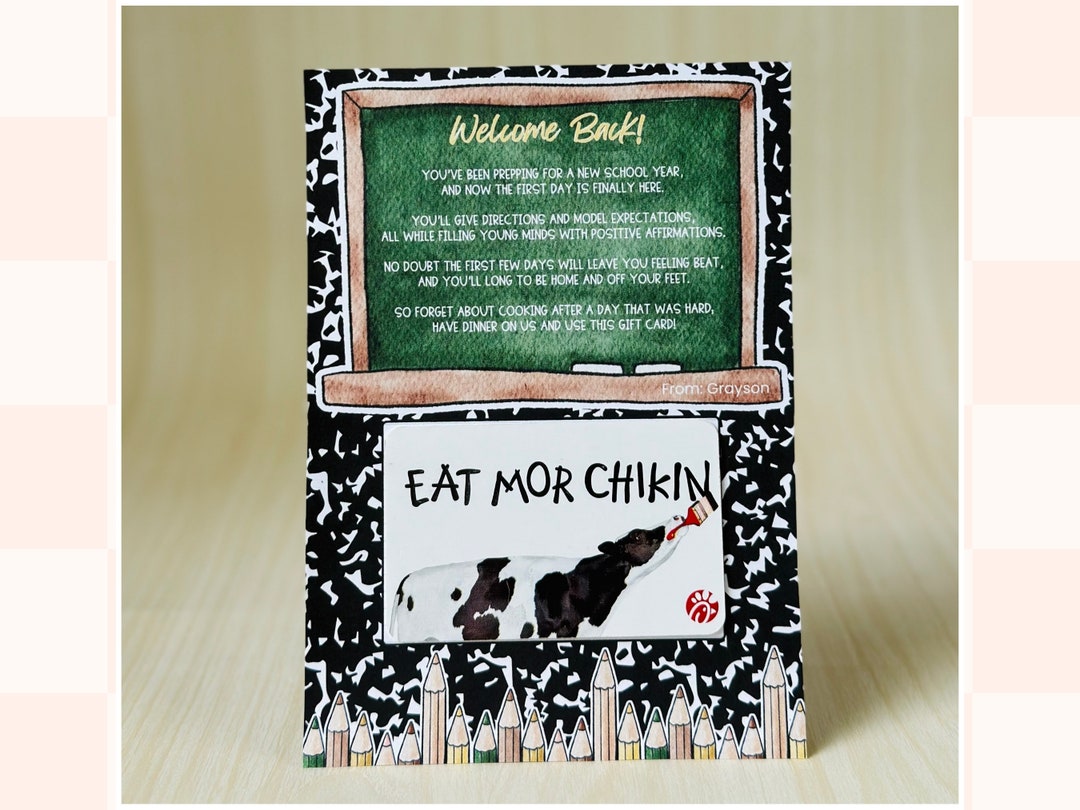Restaurant Gift Card Holder for Back to School Teacher Gift, Printable ...