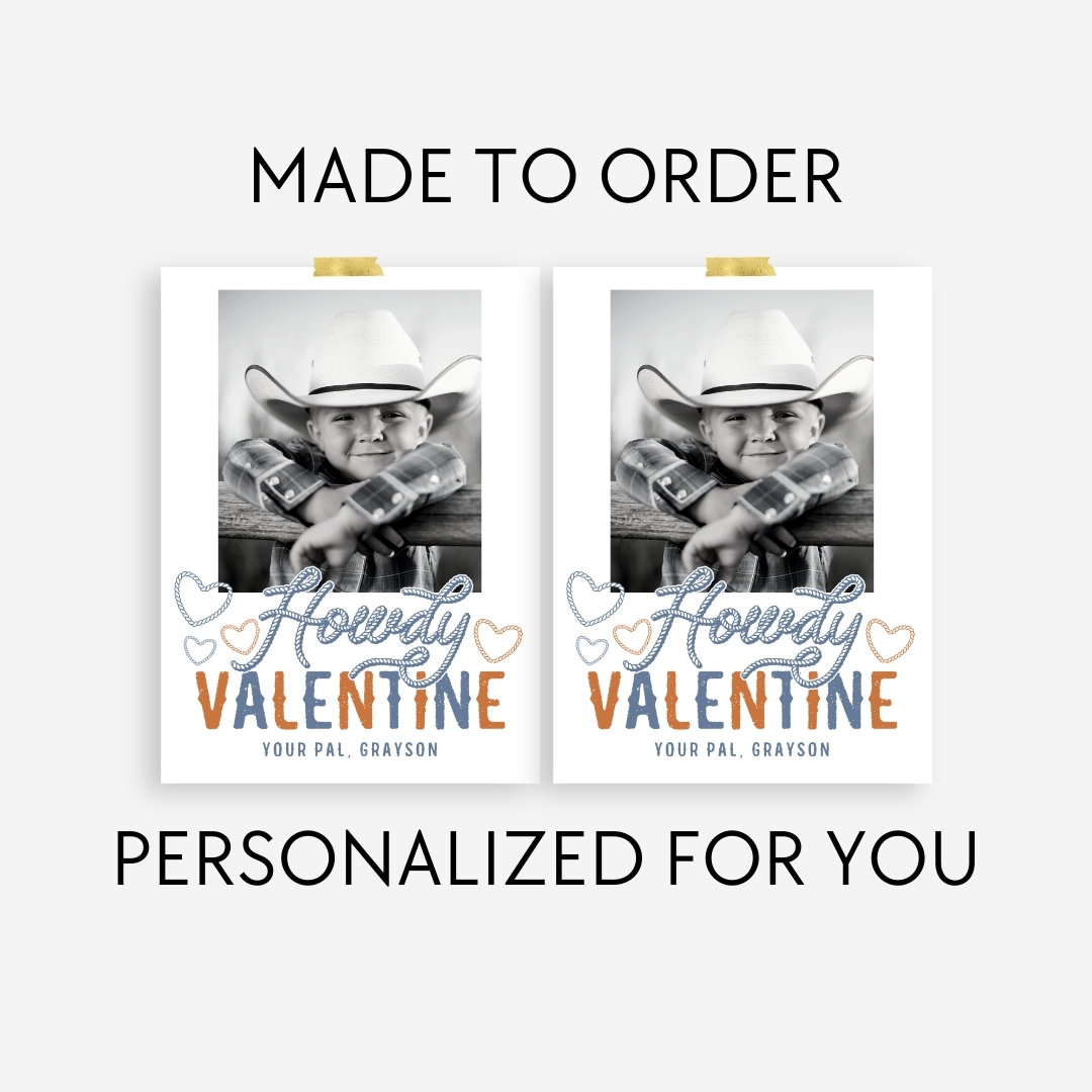 Western Valentine Photo Card, Cowboy Classroom Valentines, Howdy ...