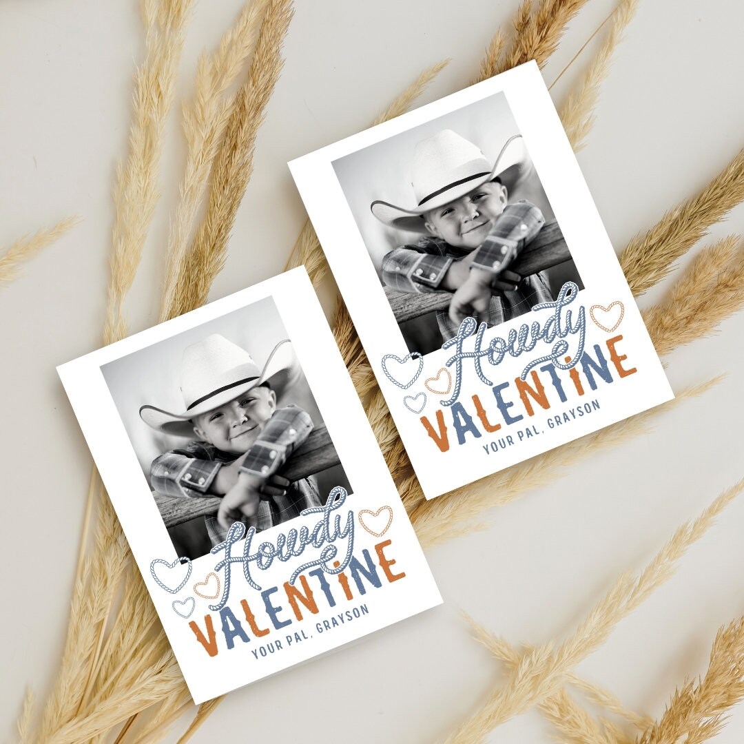 Western Valentine Photo Card, Cowboy Classroom Valentines, Howdy ...