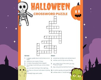 Halloween Crossword Puzzle Game: Printable Party Activity (Instant Download)
