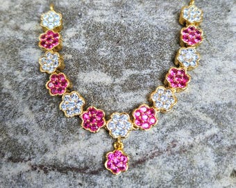 Brilliant Fuschia Jewel Flower Necklace (Miniature)