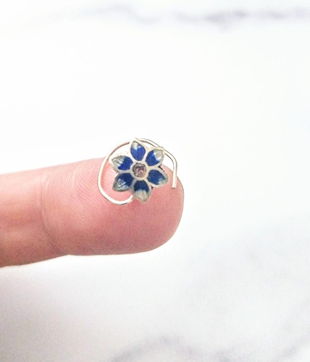 Sterling Silver Flower Nose Pin - Etsy