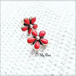 Chunky Flower Antiqued Sterling Silver Earrings