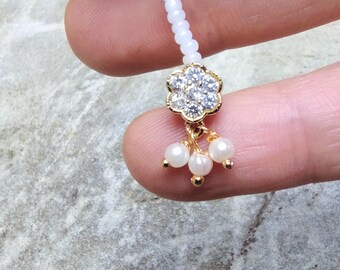 Pearl Dangle & Crystal Flower Hair Tikha (Miniature)