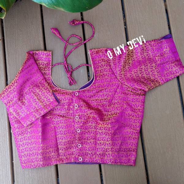 Purple Brocade Blouse/Choli (M)