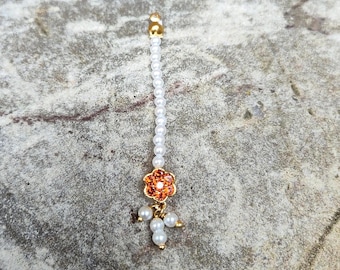 Pearl Dangle & Rust Flower Hair Tikha (Miniature)
