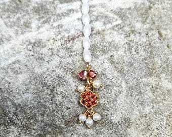 Pearl Dangle & Rust Flower Hair Tikha (Miniature)