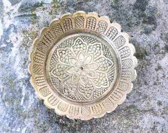Small Ornate Brass Shallow Bowl
