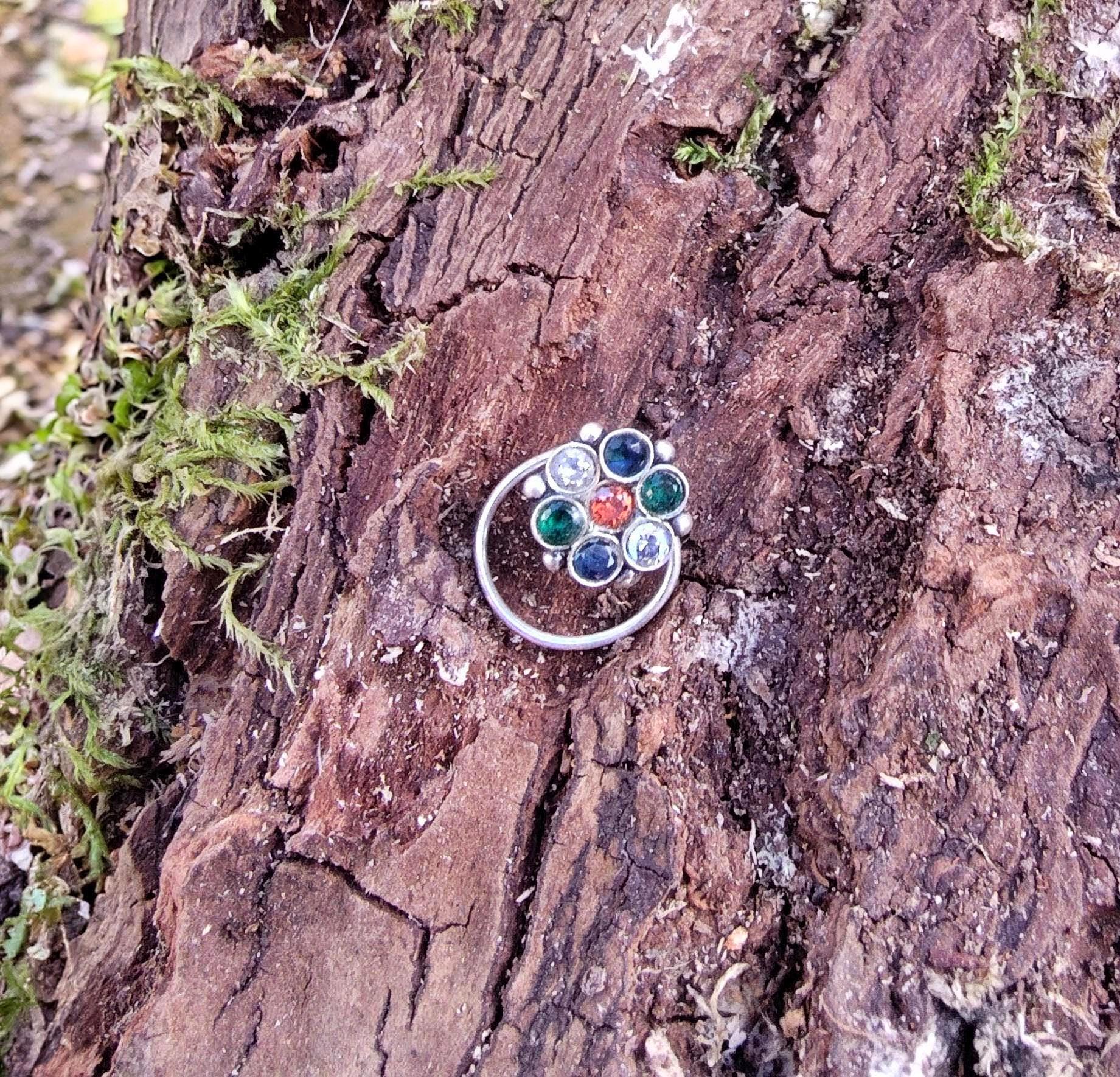 Sterling Silver Multi Color Flower Nose Pin - Etsy