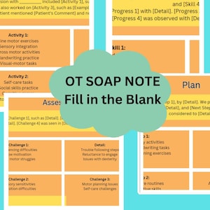 Pediatric OT Daily Session Note Template | SOAP Format | Fill-in-the-Blank | Easy-to-Use | Professional Therapy Documentation