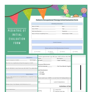 Evaluation Template for Occupational Therapist printable, Pediatric Occupational Therapy Initial Evaluation For OT, Therapy Session Template