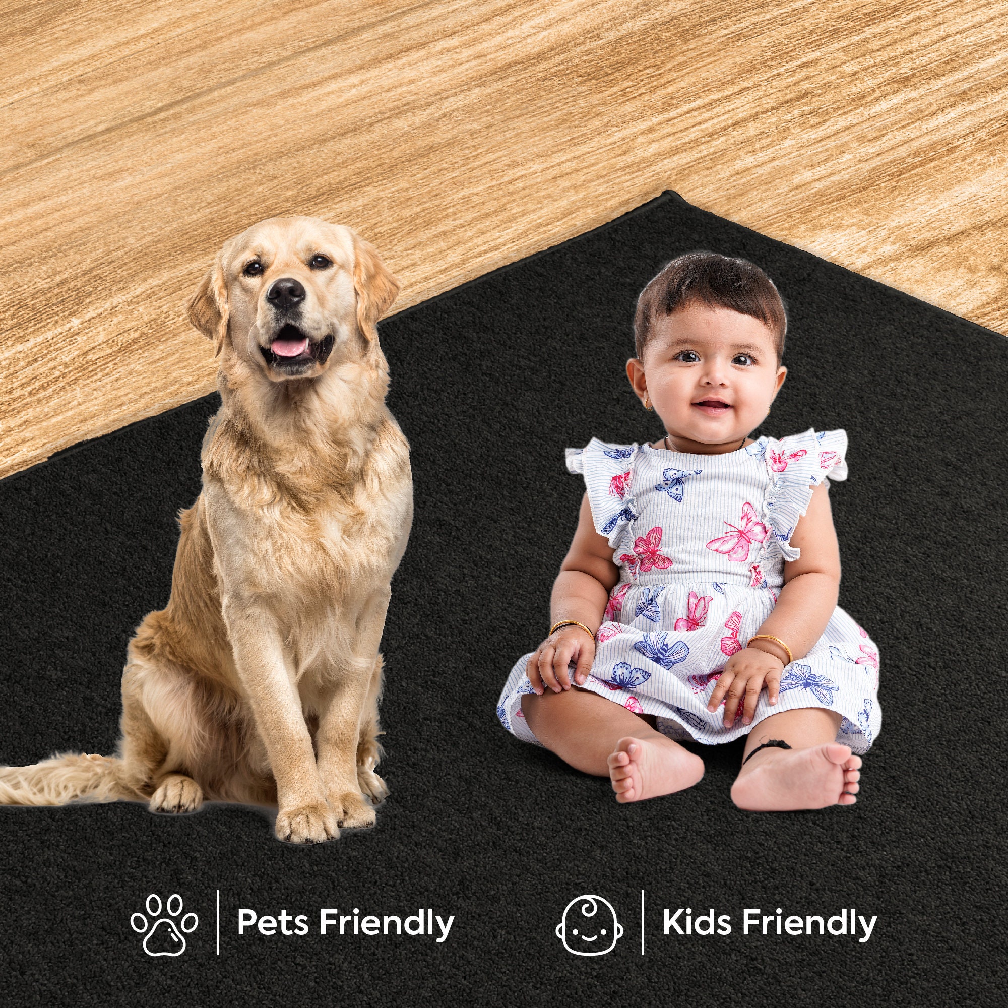 Modern Indoor/outdoor Commercial Solid Color Rug Black, Pet and Kids ...