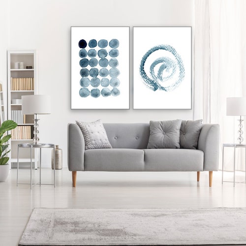 Navy Blue Wall Art Set of 2 Navy Art Blue Printable Blue - Etsy