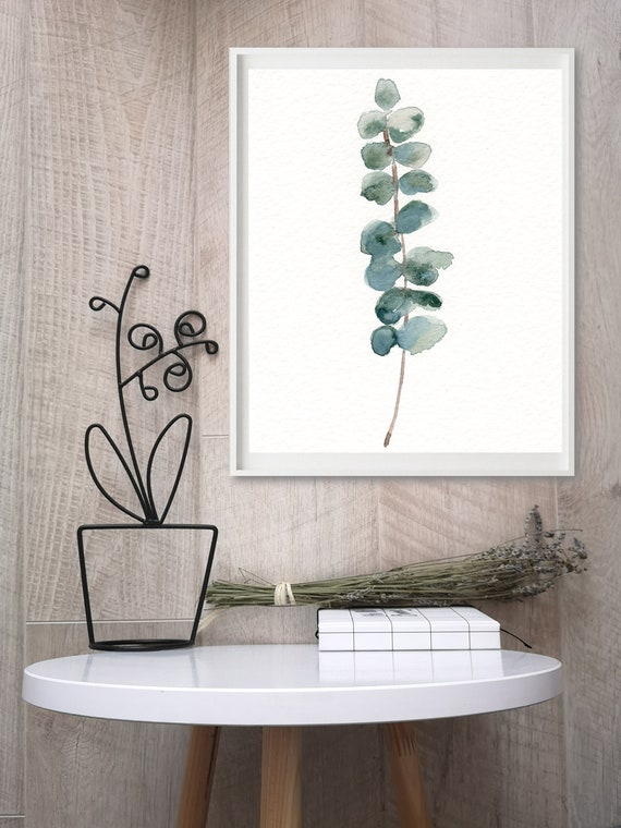 Botanical Print Watercolor Print Instant Download Sage Green Decor Above Bed Art Eucalyptus Leaf Printable Wall Art