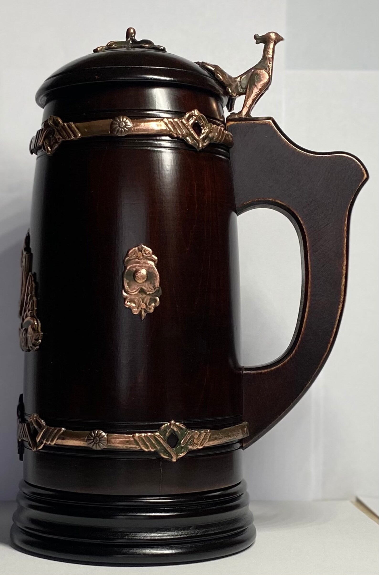 Handmade Wooden Beer Mug With Lid Oak Wood Pint Beer Stein Etsy